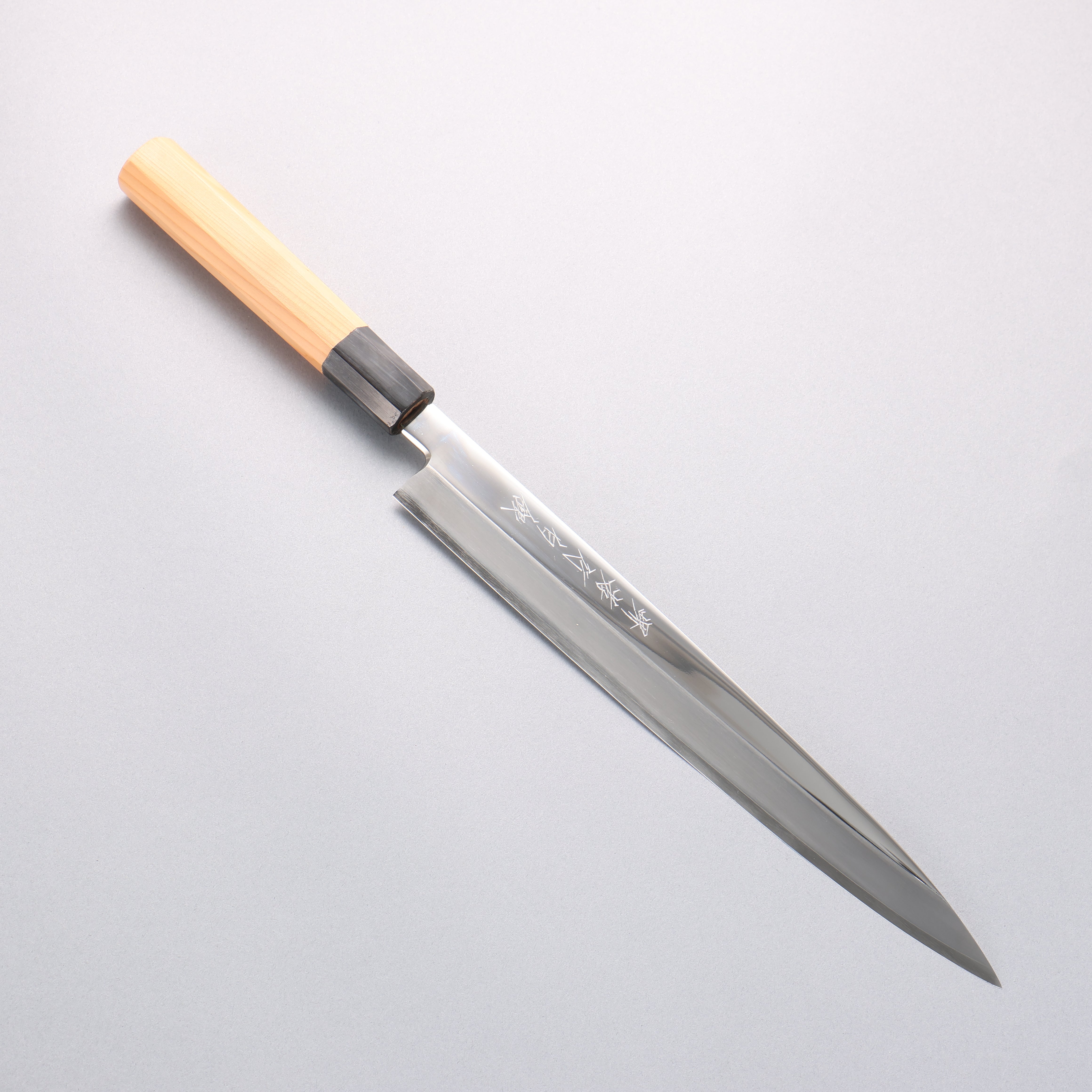 Sakai Takayuki INOX Hakugin Mirror Finish Yanagiba with Yew Wood Handle - Seisuke Knife