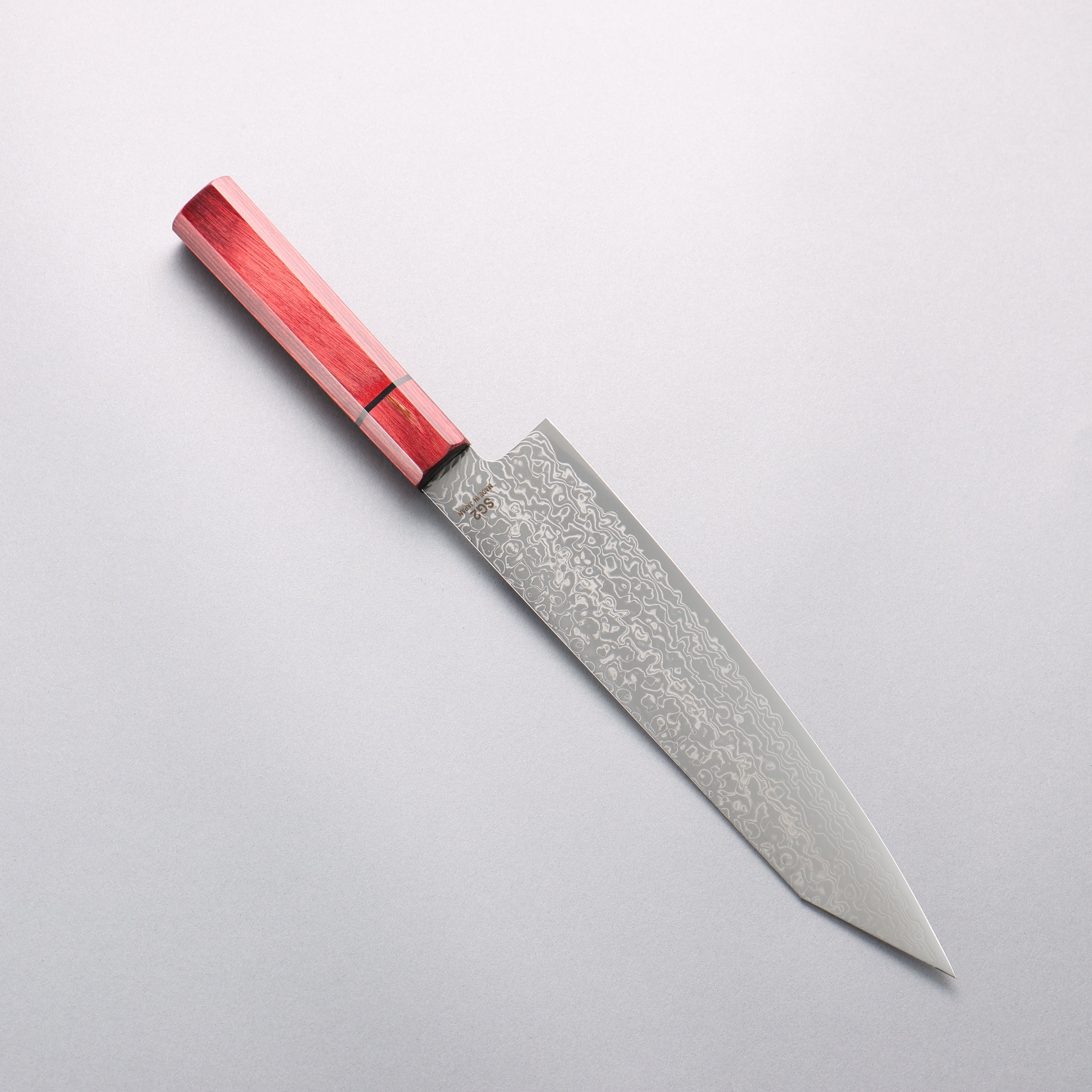 Higuchi SG2 Damascus Migaki Finished Kiritsuke Gyuto 210mm Red Pakka w