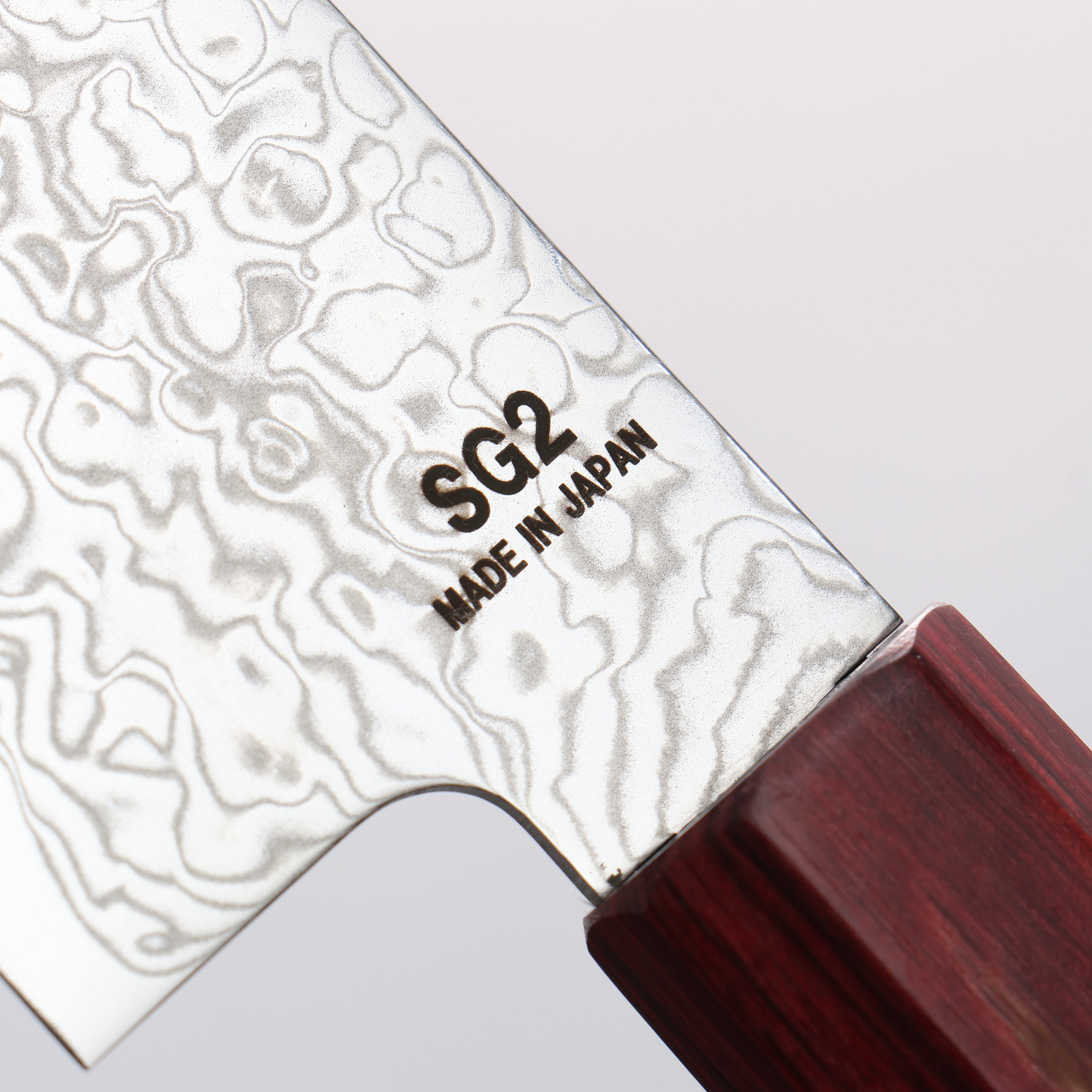 Higuchi SG2 Damascus Migaki Finished Kiritsuke Gyuto 210mm Red Pakka wood Handle - Seisuke Knife