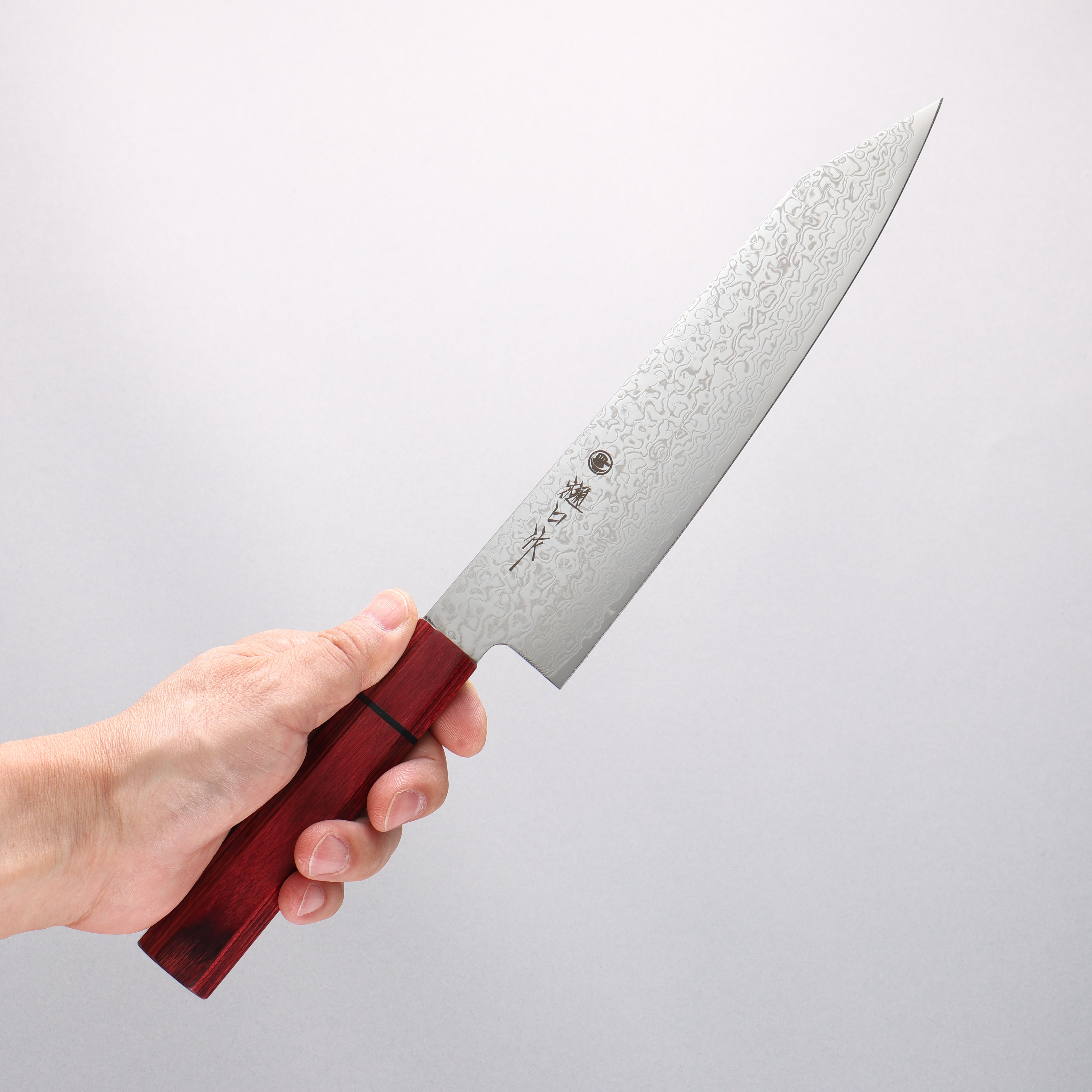Higuchi SG2 Damascus Migaki Finished Kiritsuke Gyuto 210mm Red Pakka wood Handle - Seisuke Knife