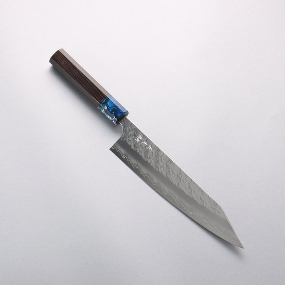 Yoshimi Kato Hyo SG2 Hammered Kiritsuke Gyuto 210mm Ebony & Blue Marble Resin Handle - Seisuke Knife