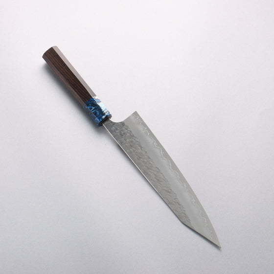 Yoshimi Kato Hyo SG2 Hammered Kiritsuke Gyuto 210mm Ebony & Blue Marble Resin Handle - Seisuke Knife