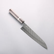  Yoshimi Kato Hyo SG2 Hammered Gyuto 210mm Gray Stabilized Wood & White Ring Handle - Seisuke Knife