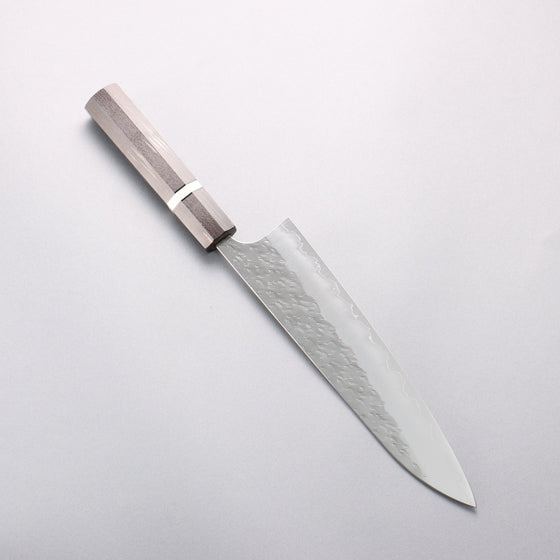 Yoshimi Kato Hyo SG2 Hammered Gyuto 210mm Gray Stabilized Wood & White Ring Handle - Seisuke Knife