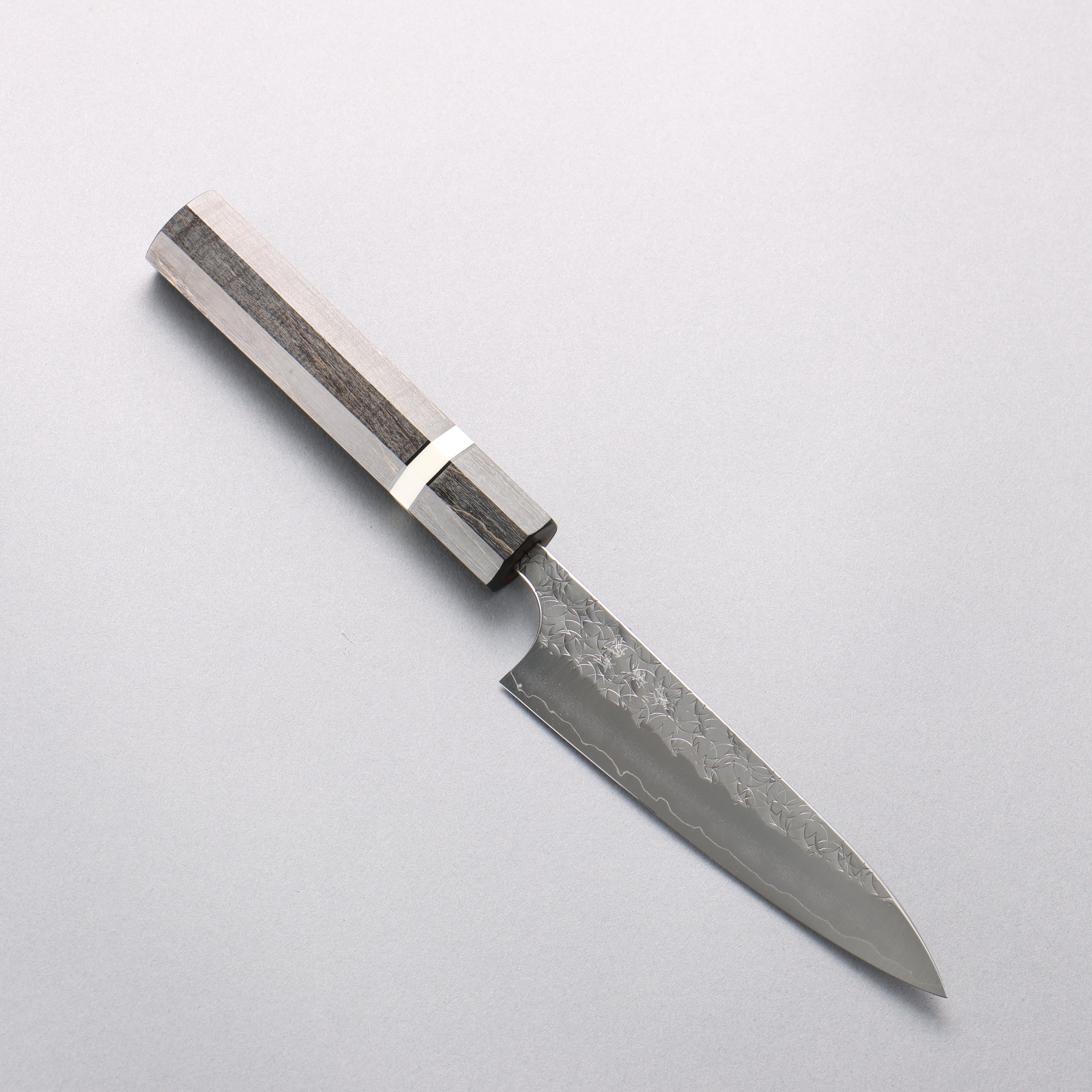 Yoshimi Kato Hyo SG2 Hammered Petty-Utility 120mm Gray Stabilized Wood & White Ring Handle - Seisuke Knife