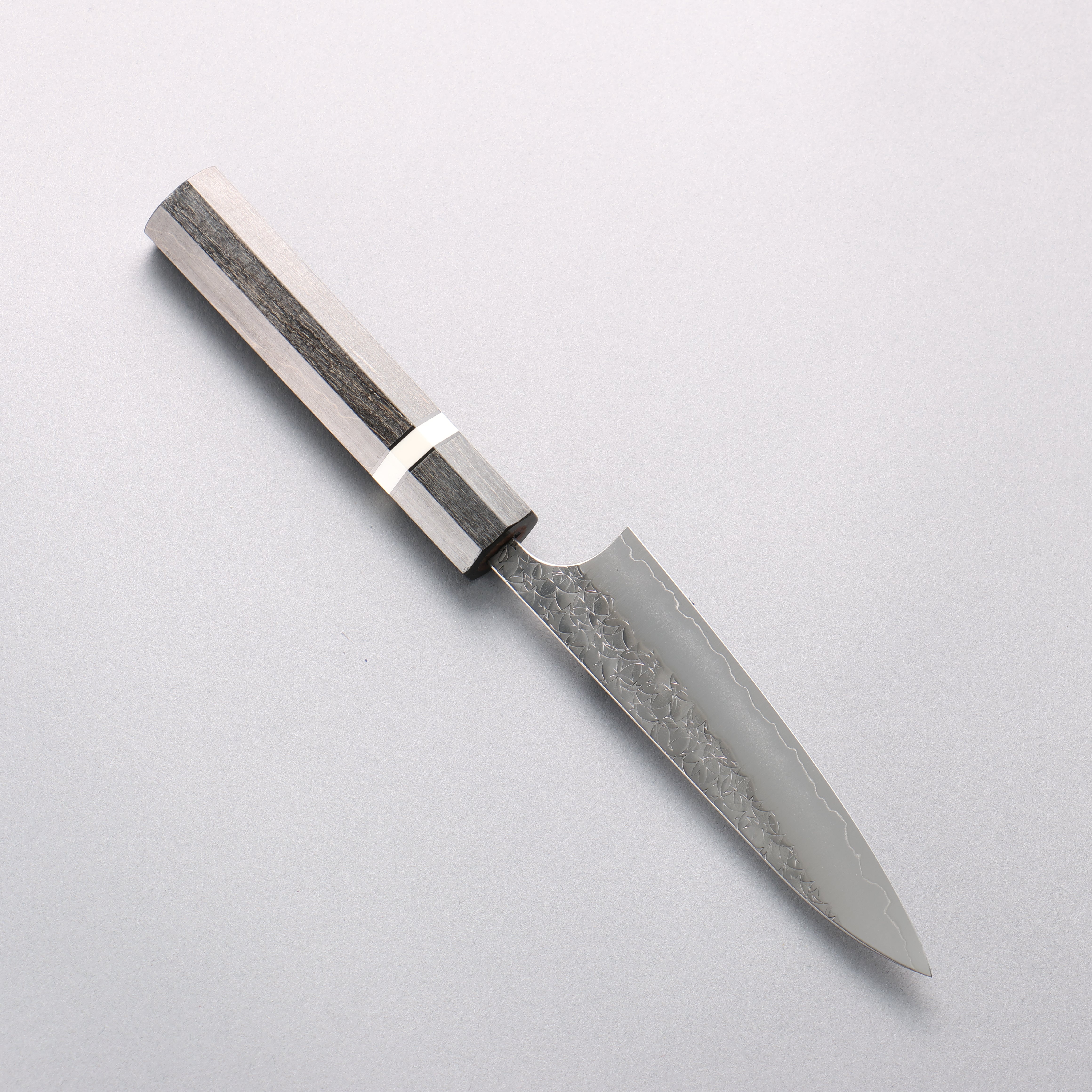 Yoshimi Kato Hyo SG2 Hammered Petty-Utility 120mm Gray Stabilized Wood & White Ring Handle - Seisuke Knife