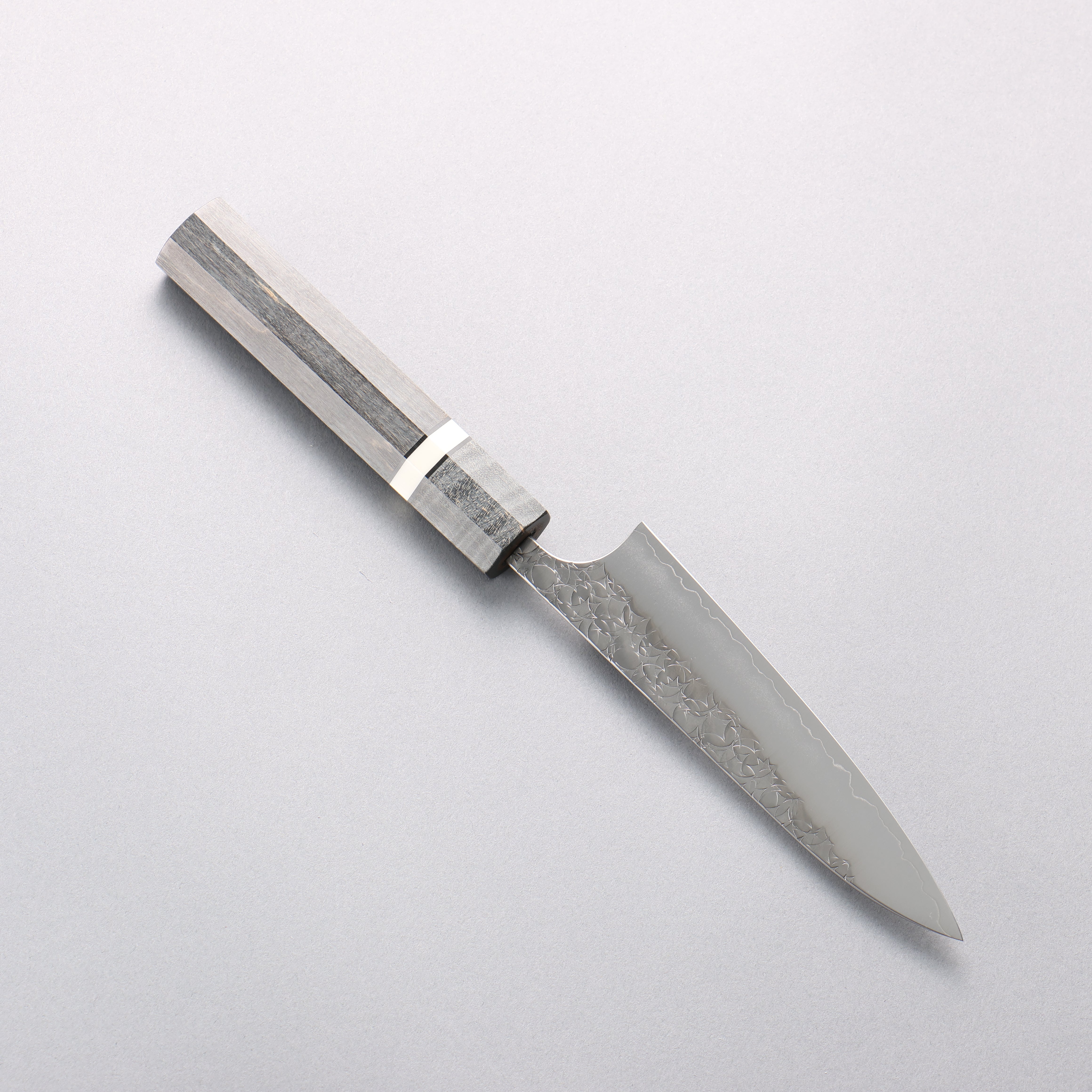 Yoshimi Kato Minamo SG2 Hammered Petty-Utility 120mm Gray Stabilized Wood (White Ring) Handle - Seisuke Knife