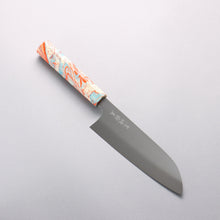  Makoto Kurosaki SG2 Migaki Finished Santoku 165mm Lacquered Red & Blue Marble Handle - Seisuke Knife