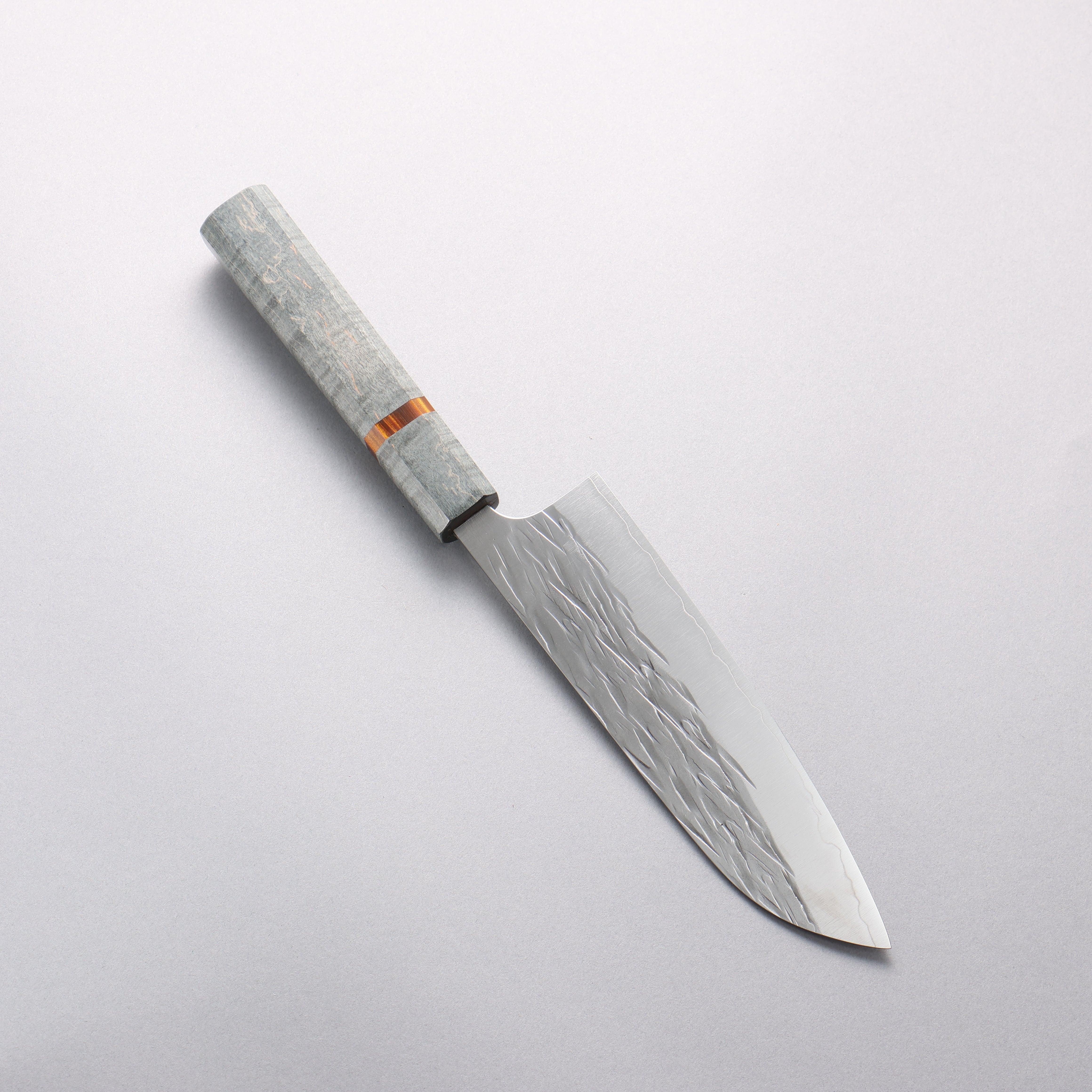 Yu Kurosaki Juhyo Cobalt Special Steel Hammered Santoku 170mm Stabilized Wood & Acrylic Ring Handle - Seisuke Knife
