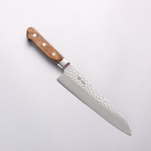  Seisuke AUS8 Hammered Gyuto 180mm Brown Pakka wood Handle - Seisuke Knife