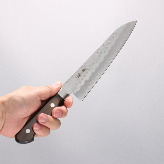 Seisuke AUS8 Hammered Gyuto 180mm Brown Pakka wood Handle - Seisuke Knife