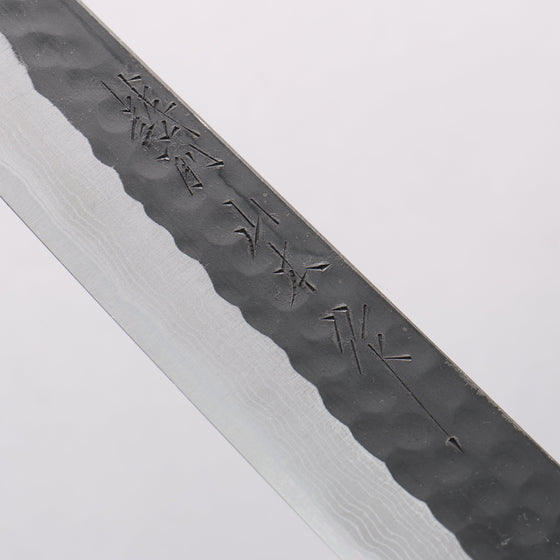 Nao Yamamoto Blue Super Kurouchi Hammered Damascus Yanagiba 240mm Rosewood Handle - Seisuke Knife