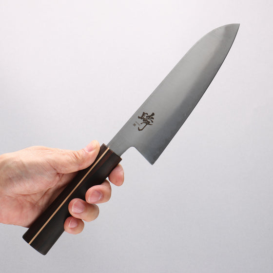 Shigeki Tanaka Majiro Silver Steel No.3 Santoku 165mm Ebony Wood Handle - Seisuke Knife