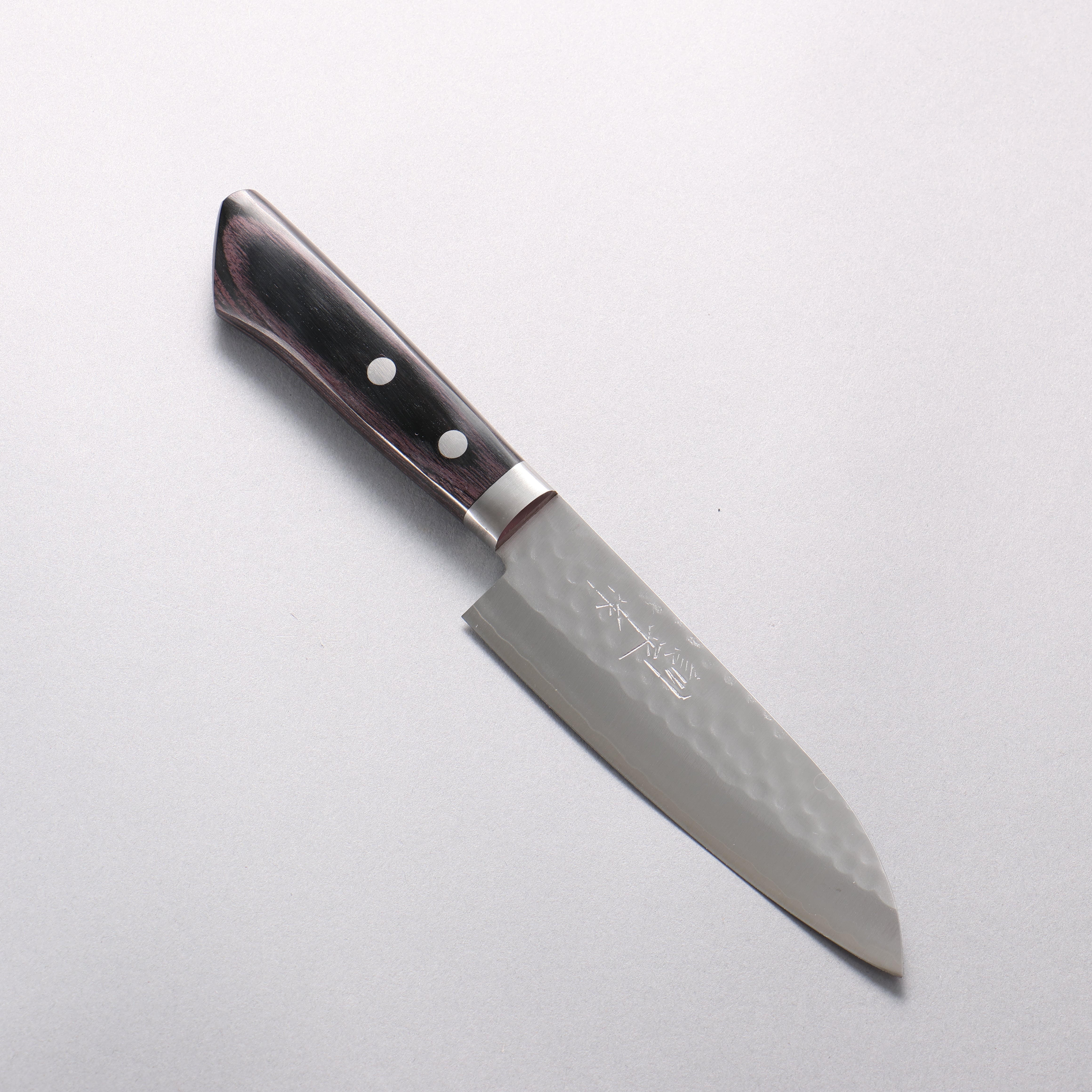 Kunihira VG1 Hammered Small Santoku 130mm Black Pakka wood Handle - Seisuke Knife