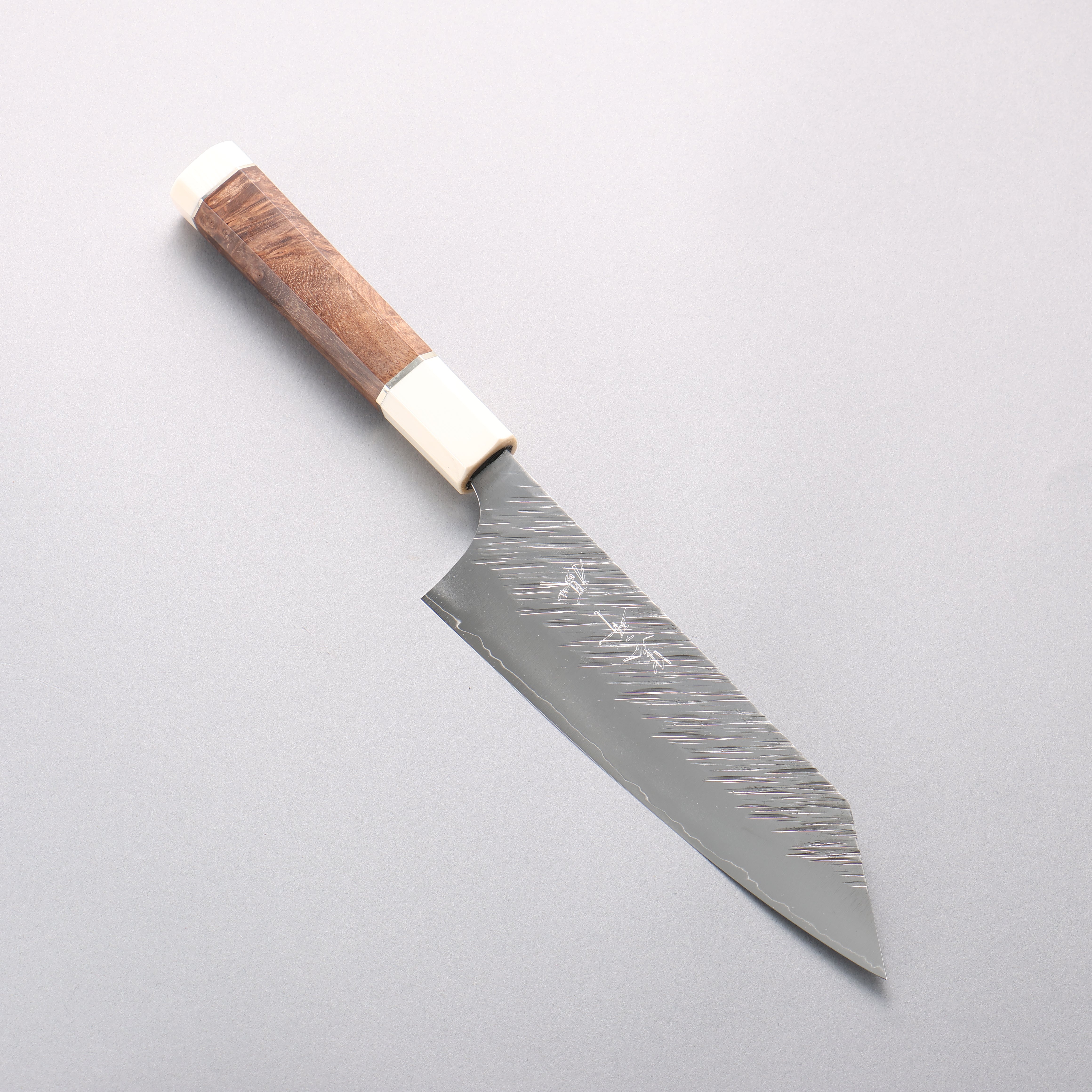 Yu Kurosaki Fujin SG2 Hammered Bunka 170mm Chinese Quince Burl (White Ferrule and End Cap) Handle - Seisuke Knife