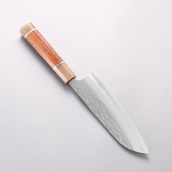 Yu Kurosaki Juhyo Cobalt Special Steel Hammered Santoku 170mm Snakewood (with Double Marble Horns) Handle - Seisuke Knife