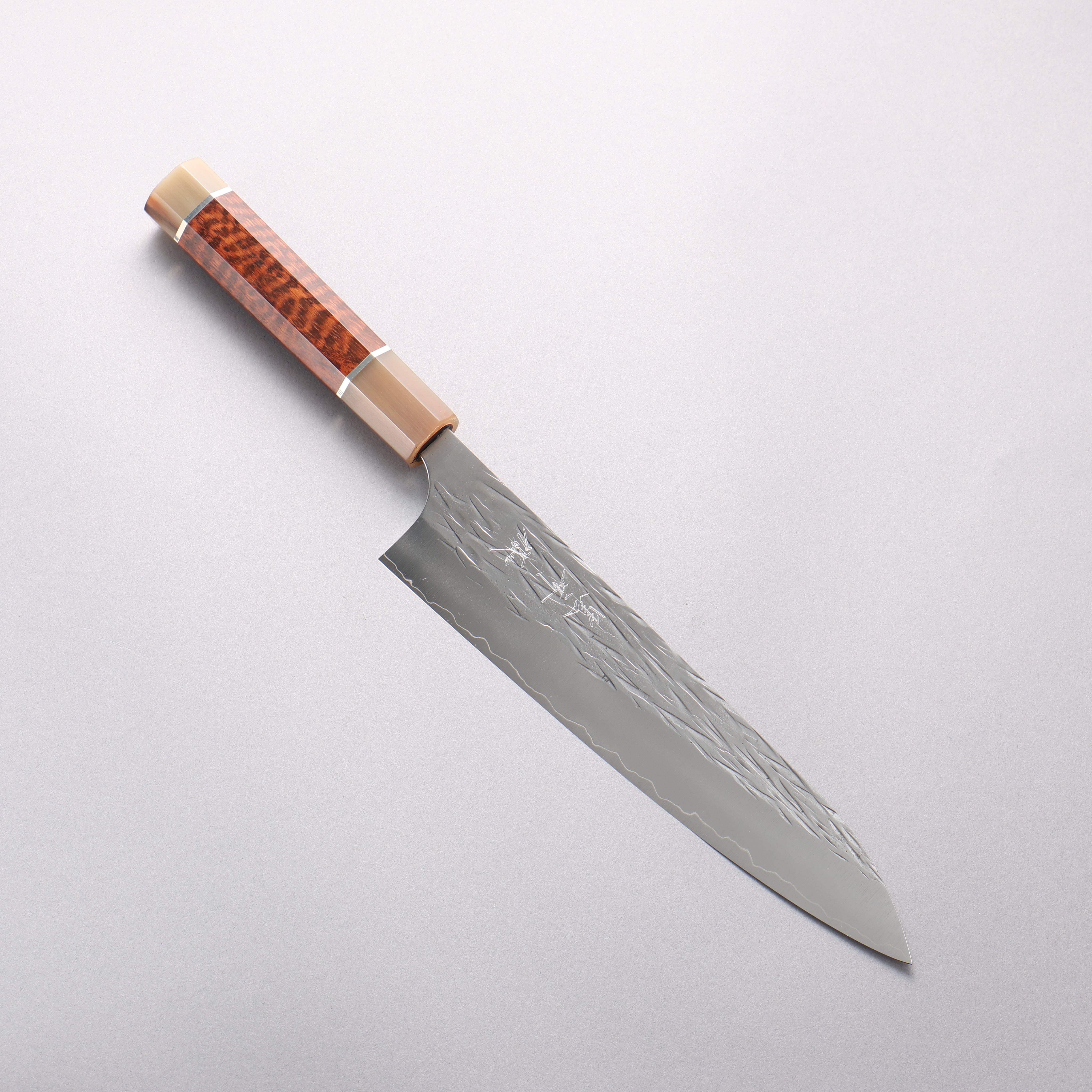 Yu Kurosaki Juhyo Cobalt Special Steel Hammered Gyuto 210mm Snakewood (with Double Marble Horns) Handle - Seisuke Knife