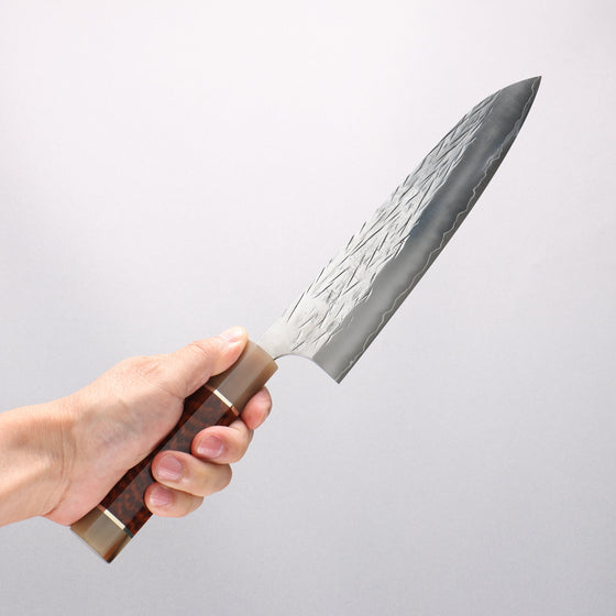 Yu Kurosaki Juhyo Cobalt Special Steel Hammered Gyuto 210mm Snakewood (with Double Marble Horns) Handle - Seisuke Knife