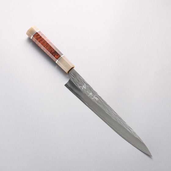 Yu Kurosaki Juhyo Cobalt Special Steel Hammered Sujihiki 240mm Snakewood (with Double Marble Horns) Handle - Seisuke Knife