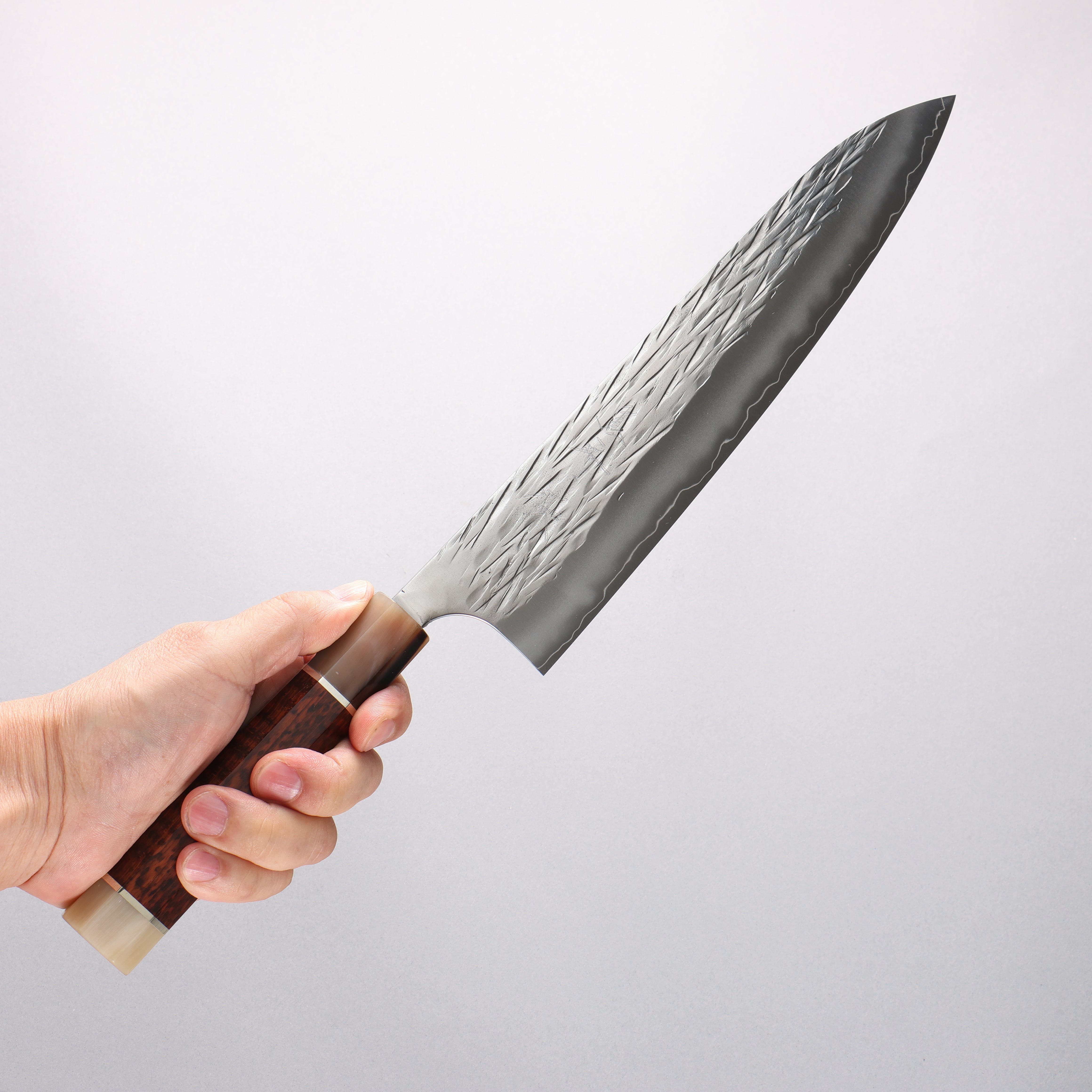 Yu Kurosaki Juhyo Cobalt Special Steel Hammered Gyuto 240mm Snakewood (with Double Marble Horns) Handle - Seisuke Knife
