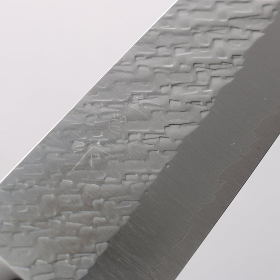 Takeshi Saji SPG STRIX Hammered Migaki Finished Santoku 180mm Brown Black Acrylic Handle - Seisuke Knife