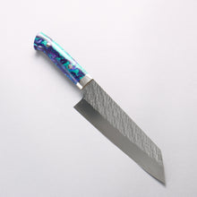  Takeshi Saji SPG STRIX Hammered Migaki Finished Bunka 180mm Blue Green Purple Acrylic Handle - Seisuke Knife