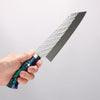 Takeshi Saji SPG STRIX Hammered Migaki Finished Bunka 180mm Blue Green Purple Acrylic Handle - Seisuke Knife - Slide 4