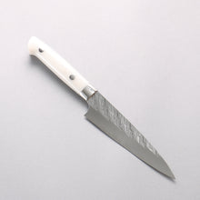  Takeshi Saji SPG STRIX Hammered Migaki Finished Petty-Utility 130mm White Acrylic Handle - Seisuke Knife