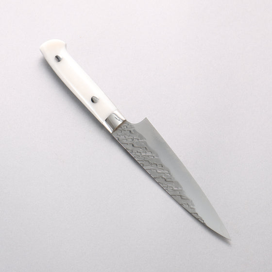 Takeshi Saji SPG STRIX Hammered Migaki Finished Petty-Utility 130mm White Acrylic Handle - Seisuke Knife