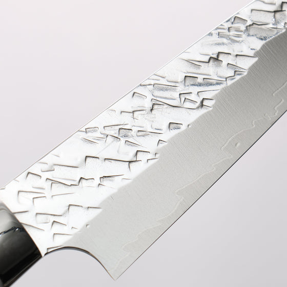 Takeshi Saji SPG STRIX Hammered Migaki Finished Petty-Utility 130mm White Acrylic Handle - Seisuke Knife