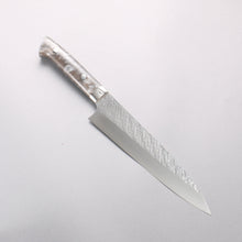  Takeshi Saji SPG STRIX Hammered Migaki Finished Gyuto 210mm Gray Acrylic Handle - Seisuke Knife