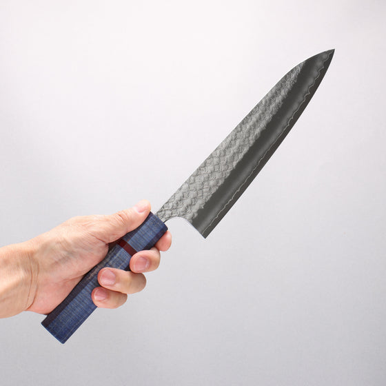 Yoshimi Kato Minamo SG2 Hammered Gyuto 210mm Blue Stabilized Wood (With Red Ring) Handle - Seisuke Knife