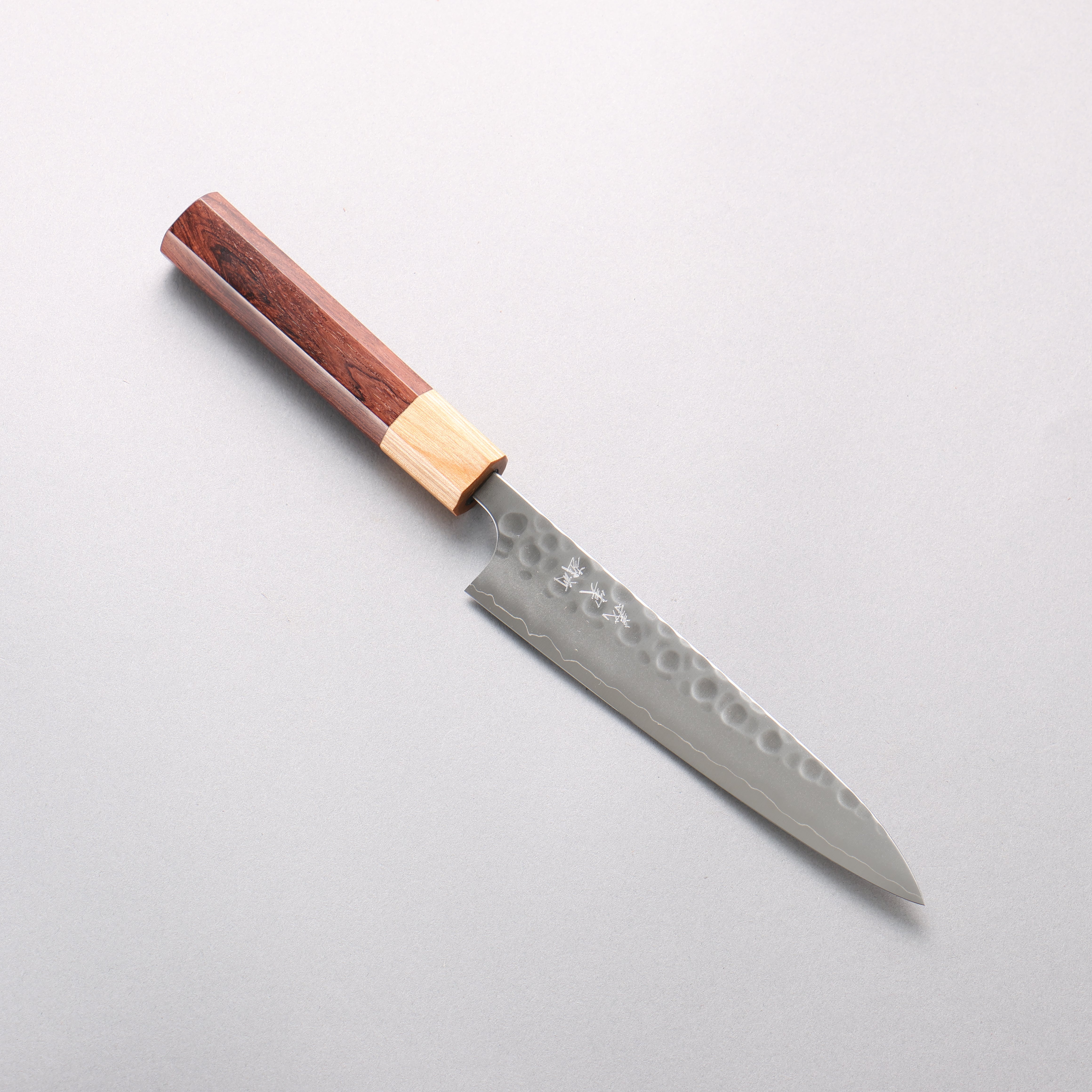 Yoshimi Kato Silver Steel No.3 Hammered Petty-Utility 150mm Honduras (ferrule: White Pakka wood) Handle - Seisuke Knife