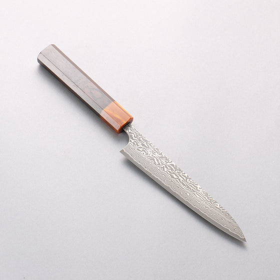 Yoshimi Kato SG2 Black Damascus Petty-Utility 150mm Ebony (ferrule: Orange Resin) Handle - Seisuke Knife