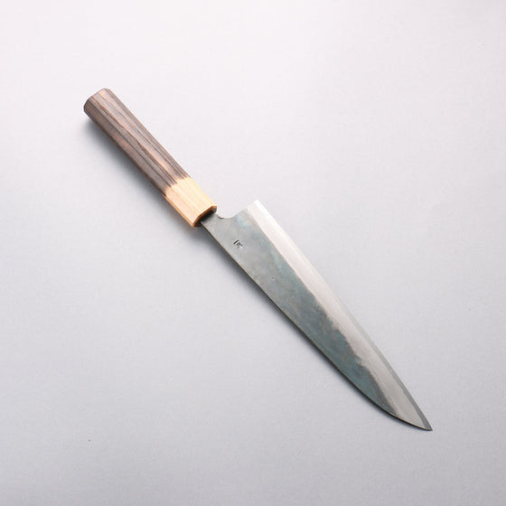 Seisuke Blue Steel No.1 Black Finished Gyuto 210mm Burnt Chestnut (ferrule: Cherry Wood) Handle - Seisuke Knife