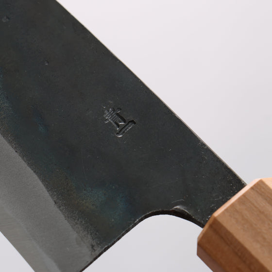 Seisuke Blue Steel No.1 Black Finished Gyuto 210mm Burnt Chestnut (ferrule: Cherry Wood) Handle - Seisuke Knife
