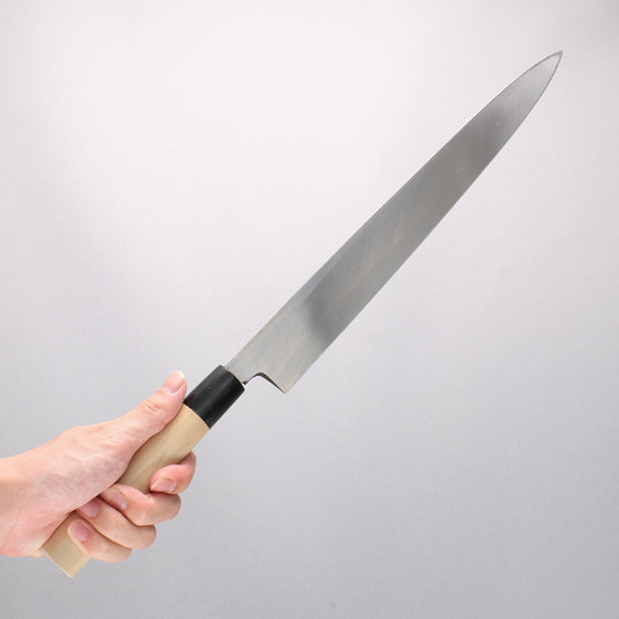 [Left Handed] Sakai Takayuki Kasumitogi White Steel Yanagiba Chef Knife with Water Buffalo Handle - Seisuke Knife