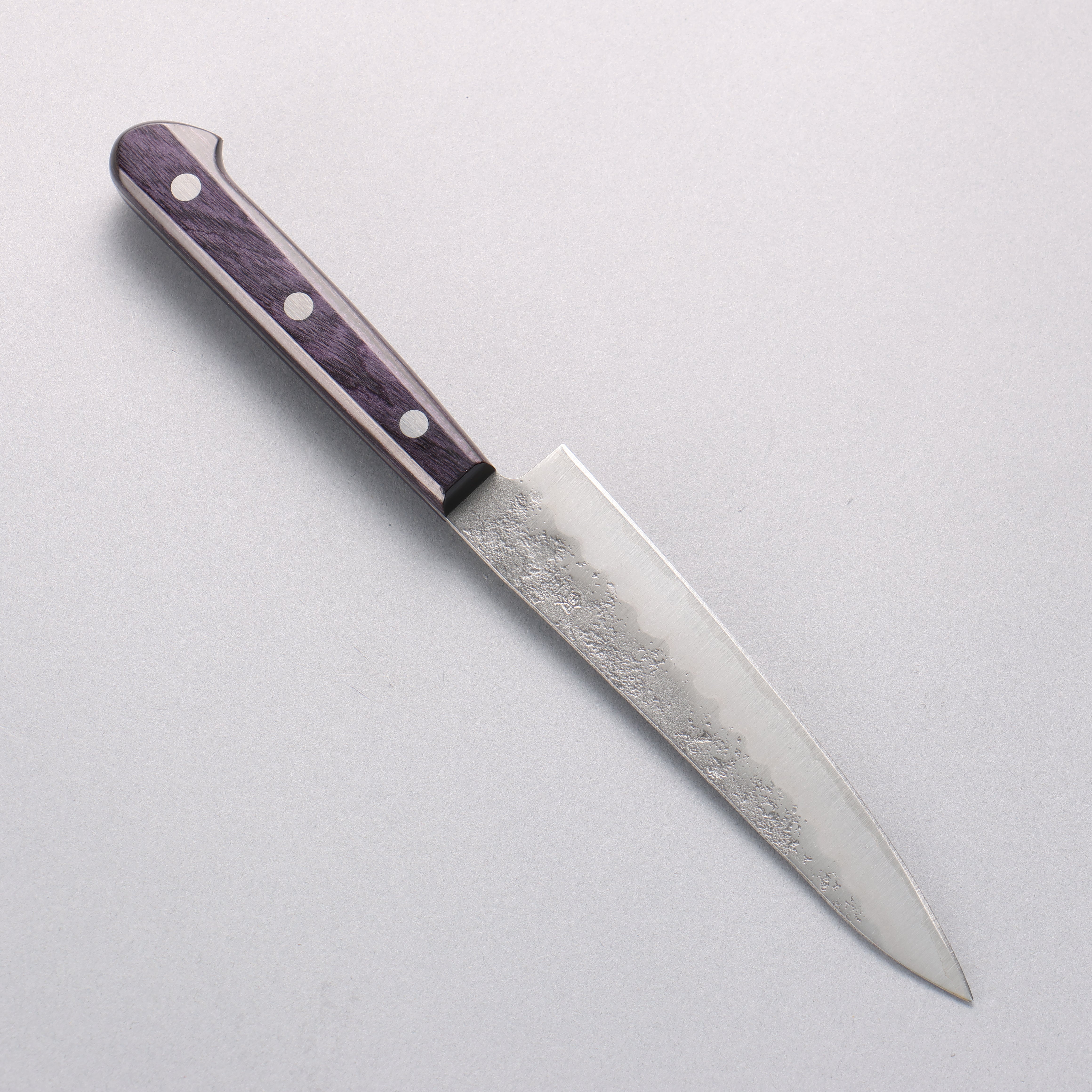 Oul Silver Steel No.3 Nashiji Petty-Utility 135mm Purple Pakkawood Handle - Seisuke Knife