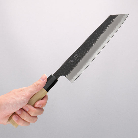 Oul Blue Super Hammered Black Finished Kiritsuke Gyuto 210mm Magnolia Handle - Seisuke Knife