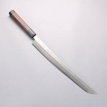  Sakai Takayuki Zangetsu Enten Silver Steel No.3 Damascus Sakimaru Yanagiba 330mm Wenge with Double Water Buffalo Ring Handle with Sheath - Seisuke Knife