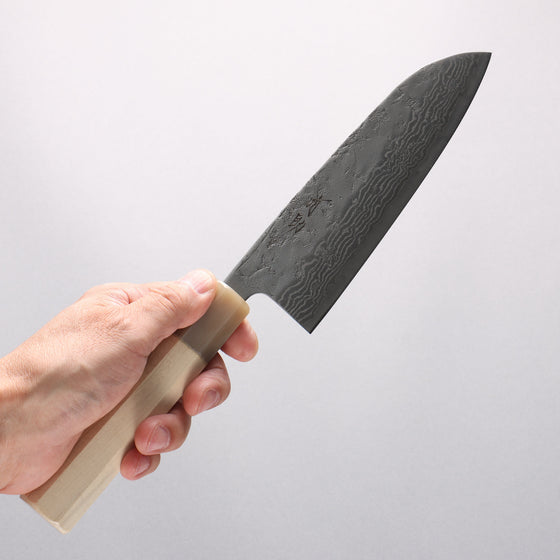Seisuke Swedish Steel-stn Damascus Washiji Santoku 170mm Magnolia Handle - Seisuke Knife