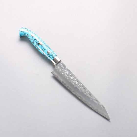 Yu Kurosaki Senko Ei SG2 Hammered Petty-Utility 150mm Turquoise Handle with Sheath - Seisuke Knife