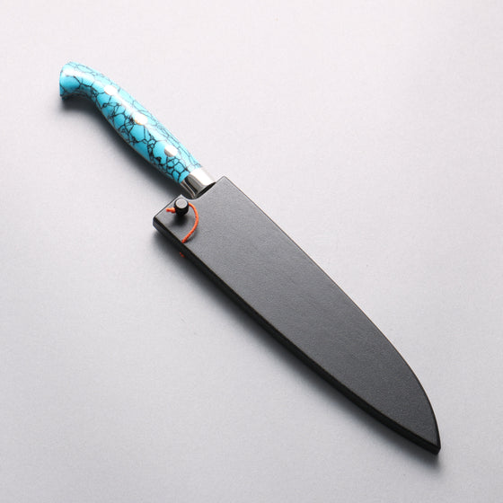 Yu Kurosaki Senko Ei SG2 Hammered Petty-Utility 150mm Turquoise Handle with Sheath - Seisuke Knife