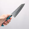 Yu Kurosaki Senko Ei SG2 Hammered Small Bunka 150mm Turquoise Handle with Sheath - Seisuke Knife - Slide 4