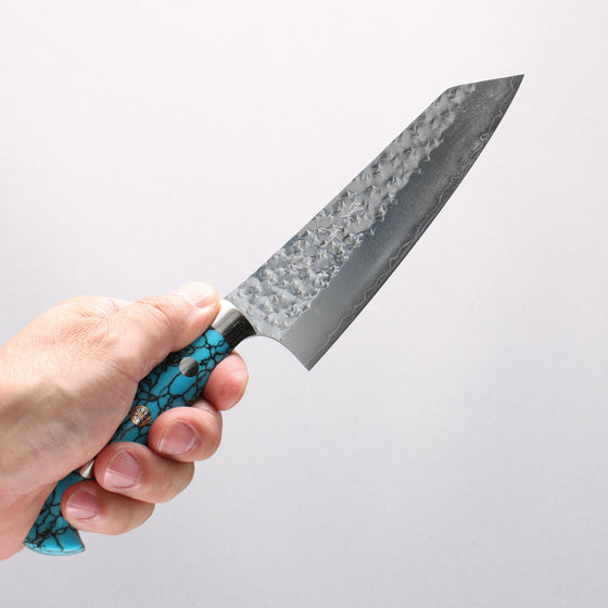 Yu Kurosaki Senko Ei SG2 Hammered Small Bunka 150mm Turquoise Handle with Sheath - Seisuke Knife