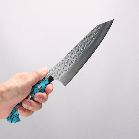Yu Kurosaki Senko Ei SG2 Hammered Gyuto 180mm Turquoise Handle with Sheath - Seisuke Knife