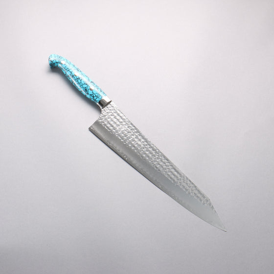 Yu Kurosaki Senko Ei SG2 Hammered Gyuto 270mm Turquoise Handle with Sheath - Seisuke Knife