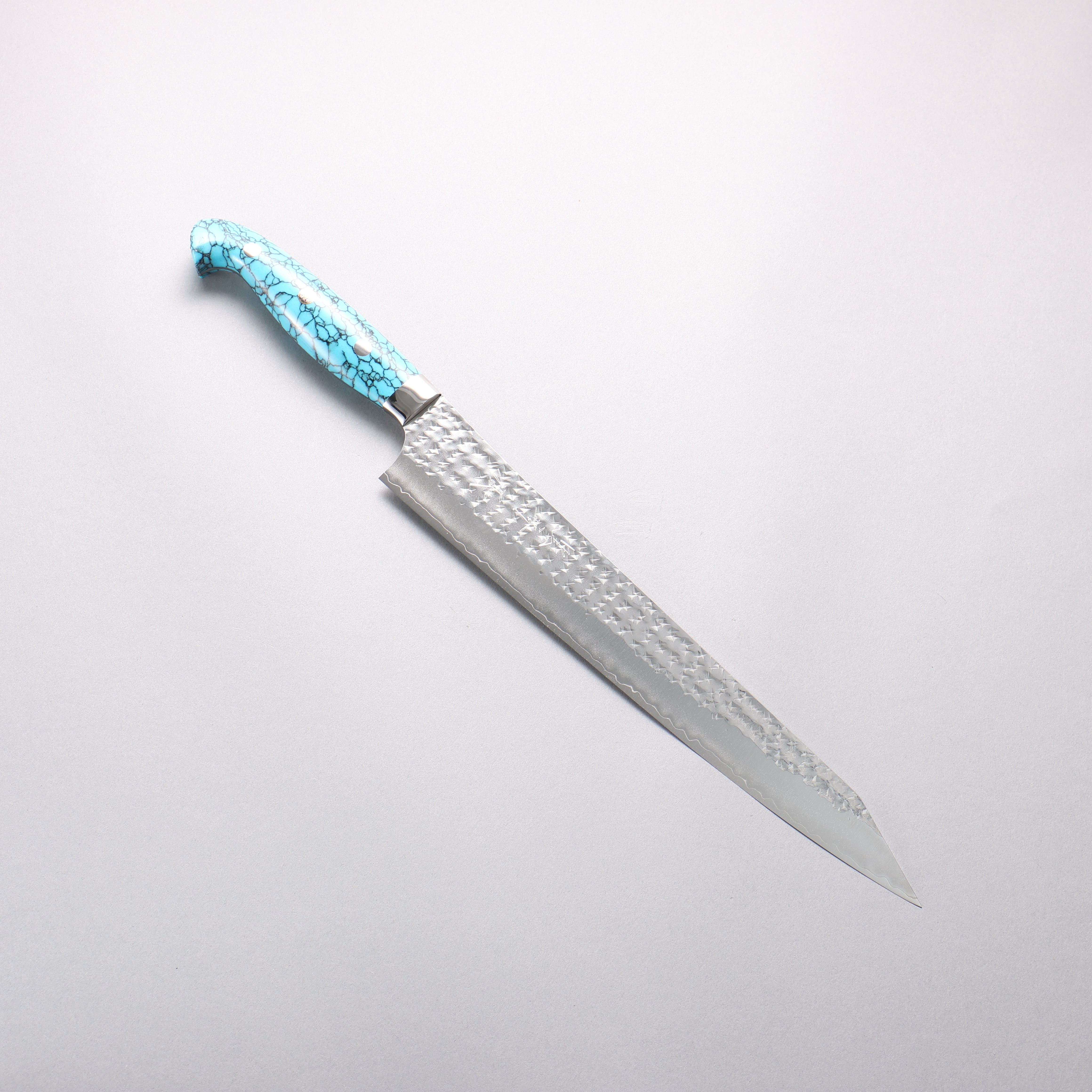 Yu Kurosaki Senko Ei SG2 Hammered Sujihiki 270mm Turquoise Handle with Sheath - Seisuke Knife