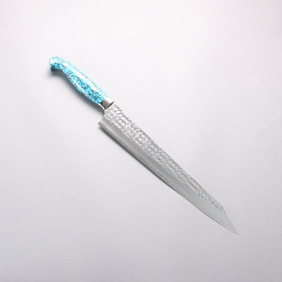 Yu Kurosaki Senko Ei SG2 Hammered Sujihiki 270mm Turquoise Handle with Sheath - Seisuke Knife