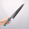 Yu Kurosaki Senko Ei SG2 Hammered Sujihiki 270mm Turquoise Handle with Sheath - Seisuke Knife - Slide 4